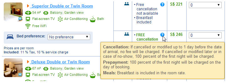 Free cancellation with Terms and conditions