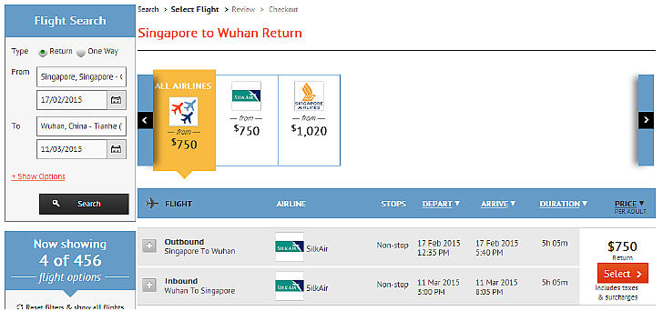 Returned flight searches on ZUJI 14 Oct 1045 Hours