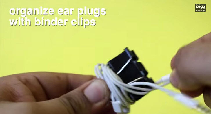 Organize ear plugs with binder clips