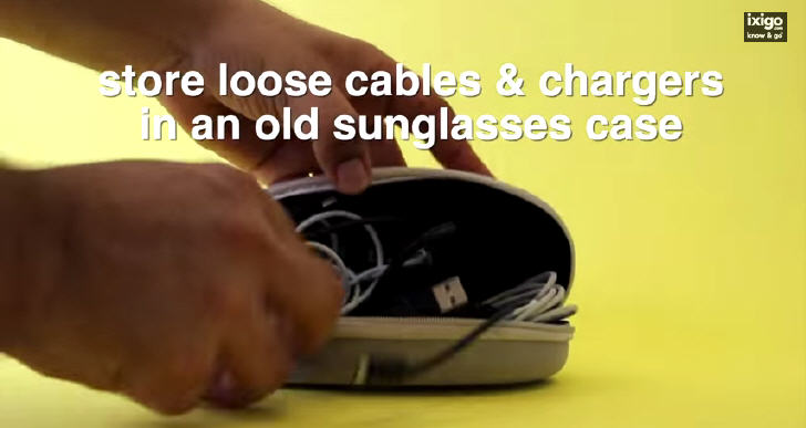 Store loose cables & chargers in an old sunglasses case