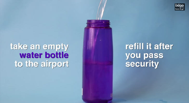 Take an empty water bottle to the airport and refill it after you pass security