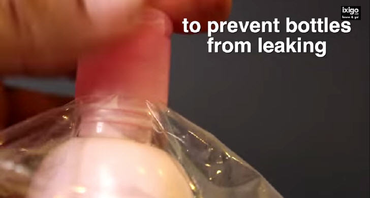 Use plastic wrap to prevent bottles from leaking