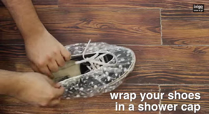 Wrap your shoes in a shower cap