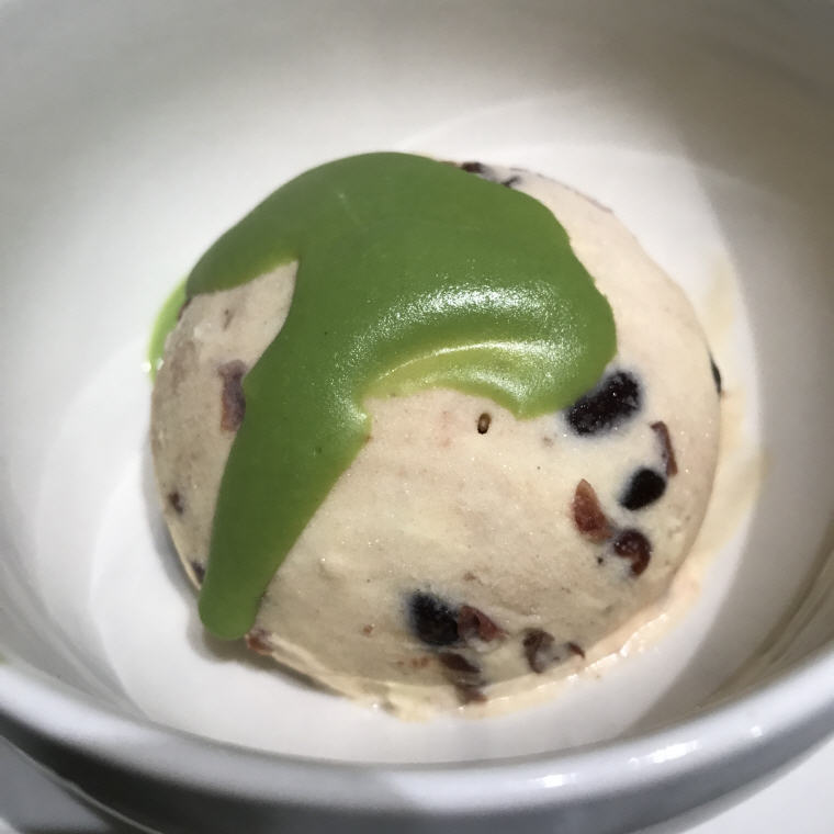 Azuki Bean Ice Cream with Green Tea Sauce, 