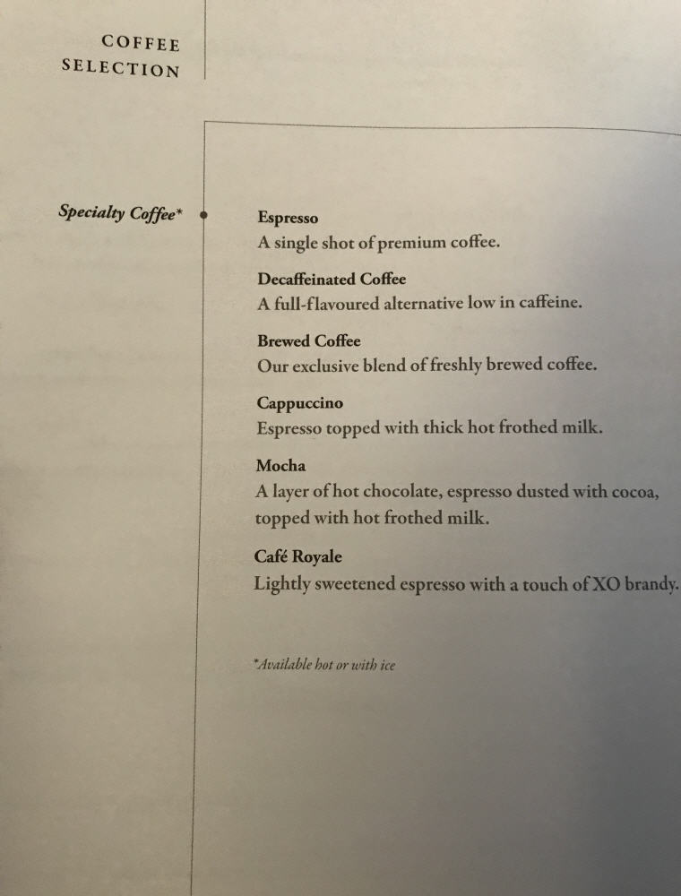 Coffee Selection, SQ 633 A350 Business Class Experience Tokyo - Singapore