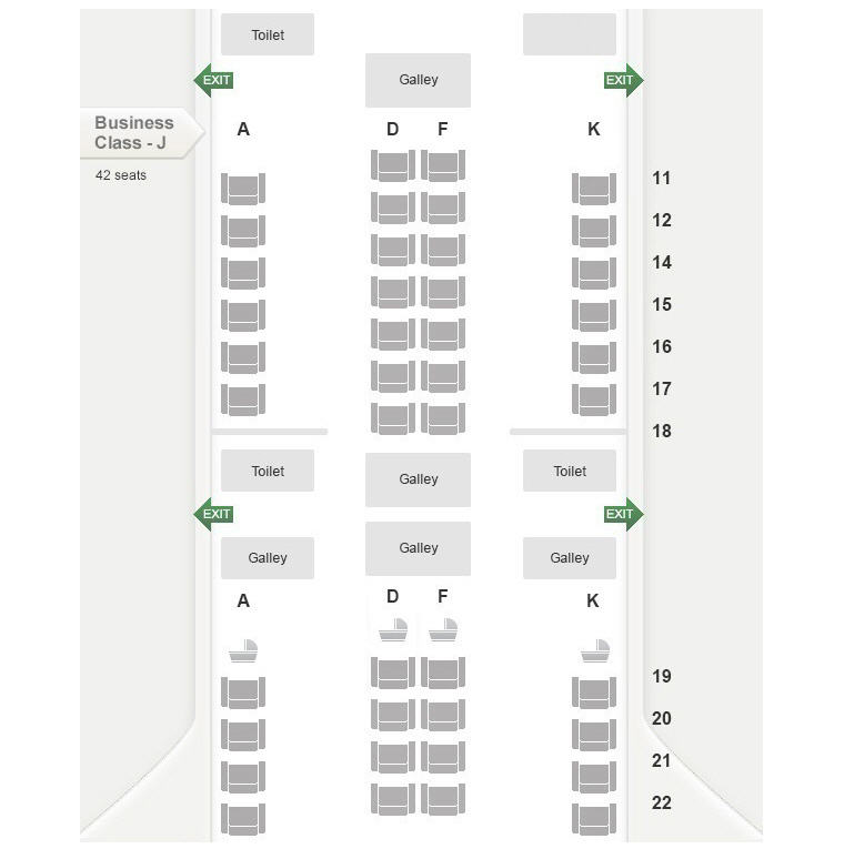 Seat Map, SQ 633 A350 Business Class